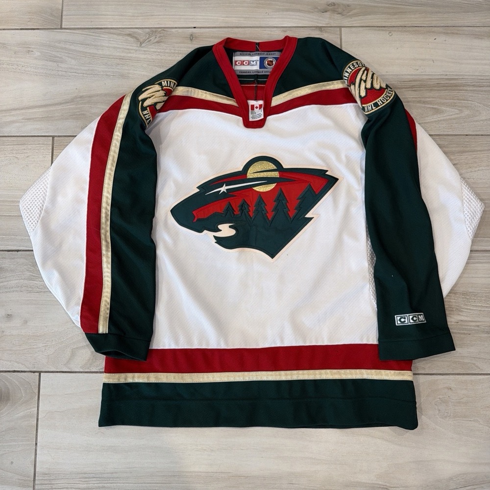 Minnesota Wild Vintage CCM Canada Air Knit White Jersey Size Large VTG 2000s